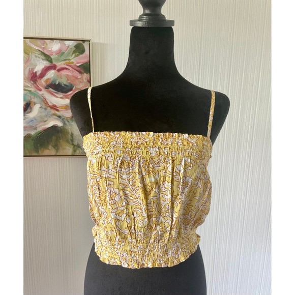 NWT Billabong crop top M yellow floral surf - Picture 4 of 8